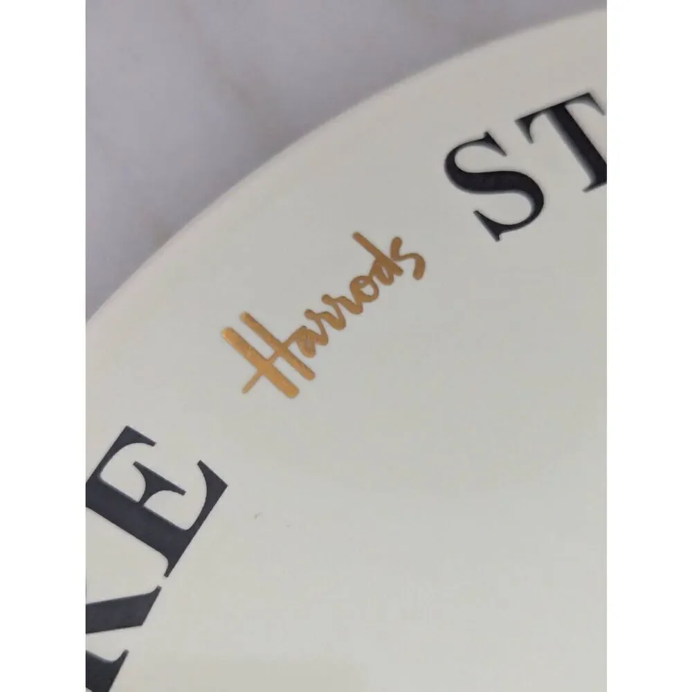 Harrods Vintage 90's Cream Color Black Letters Cheese Plate Kitchenware
